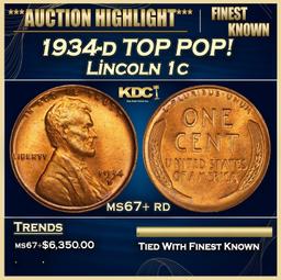 1934-d Lincoln Cent TOP POP! 1c ms67+ rd SEGS