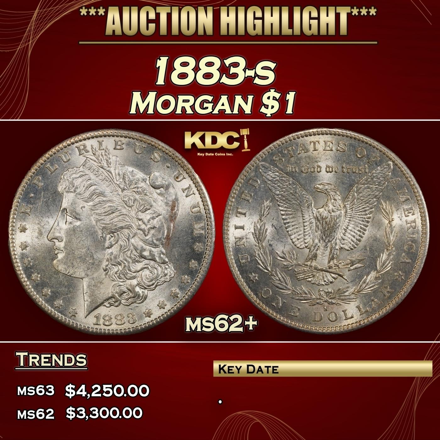 1883-s Morgan Dollar $1 ms62+ USCG