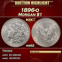 1896-o Morgan Dollar $1 ms62 USCG