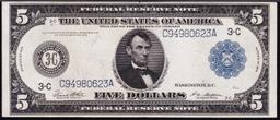 1914 $5 Large Size Blue Seal Federal Reserve Note Philadelphia, PA Grades xf FR-855