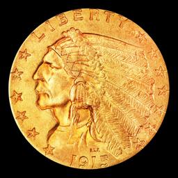 1915-p Gold Indian Quarter Eagle Near Top Pop! $2 1/2 ms65+ USCG