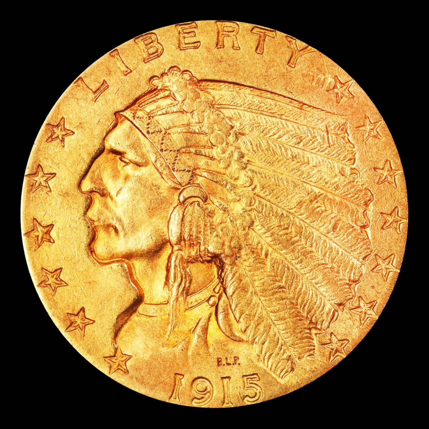 1915-p Gold Indian Quarter Eagle Near Top Pop! $2 1/2 ms65+ USCG