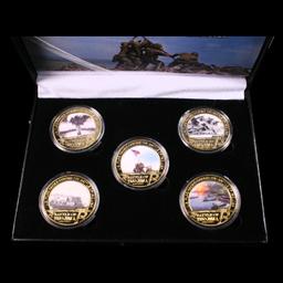 5 Coin Iwo Jima Gold Plated Round Collection