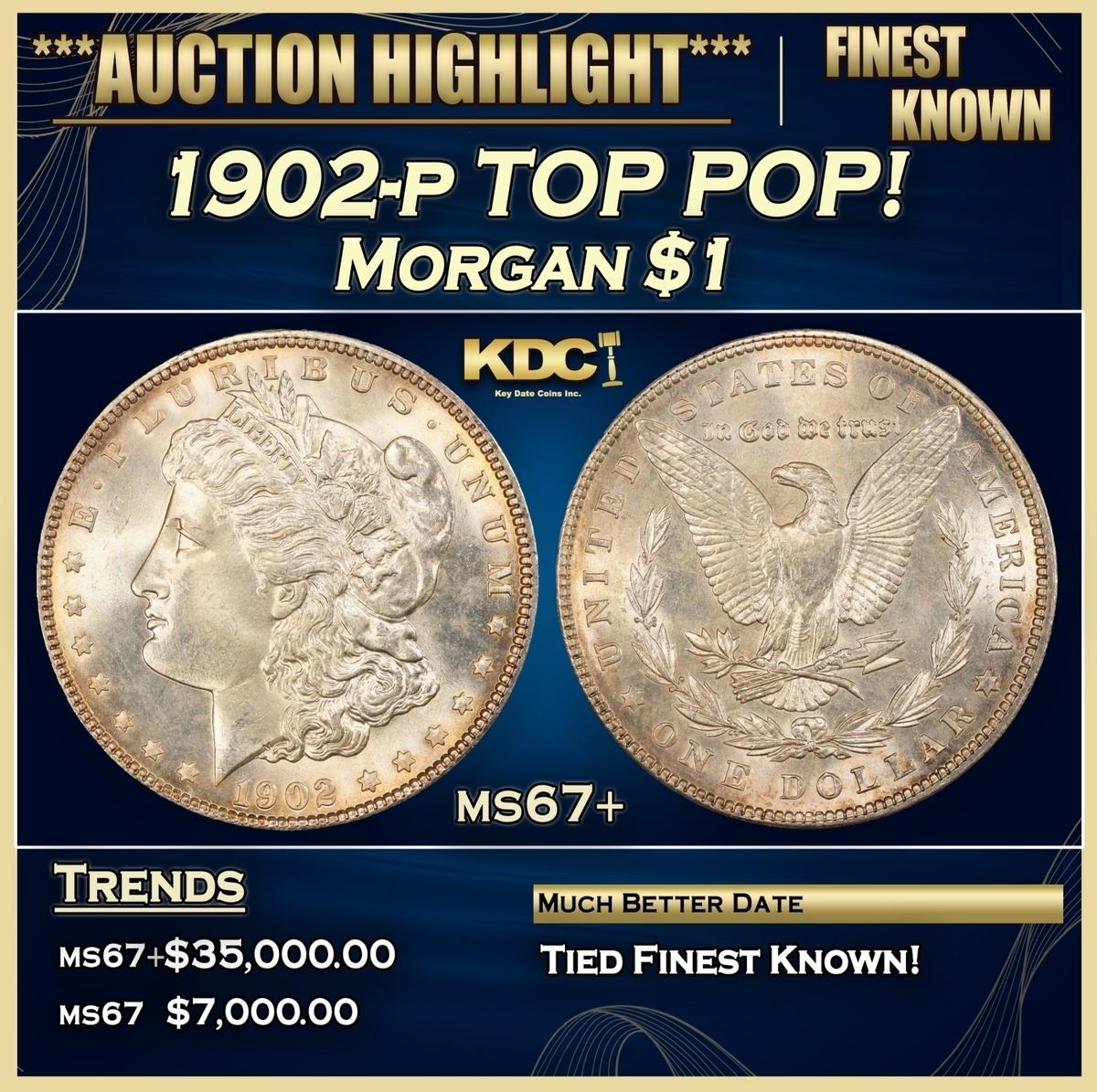 1902-p Morgan Dollar TOP POP! $1 ms67+ SEGS