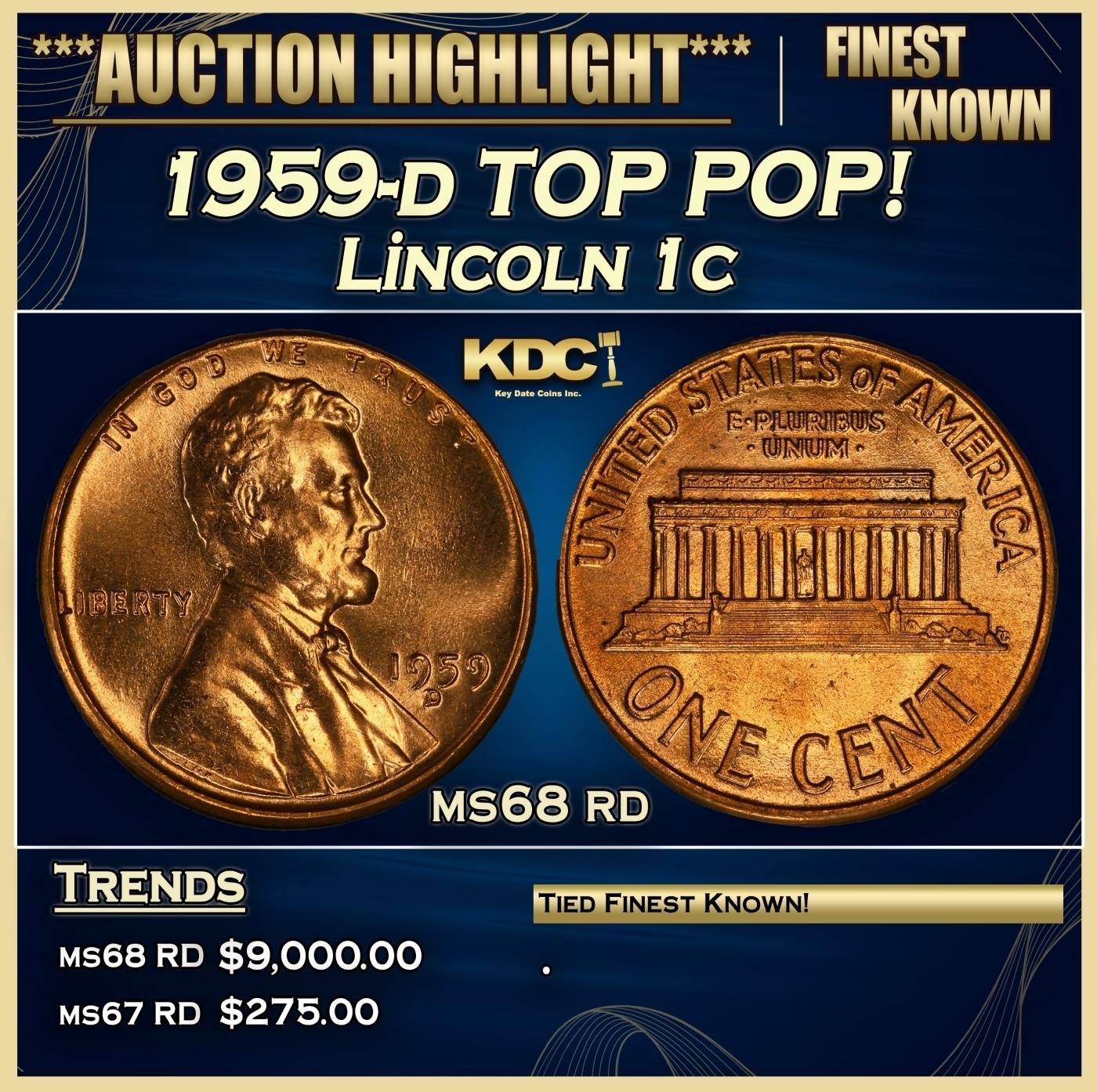 1959-d Lincoln Cent TOP POP! 1c ms68 rd SEGS