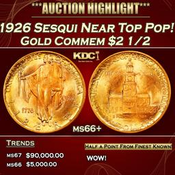 1926 Sesqui Gold Commem Near Top Pop! $2 1/2 ms66+ SEGS