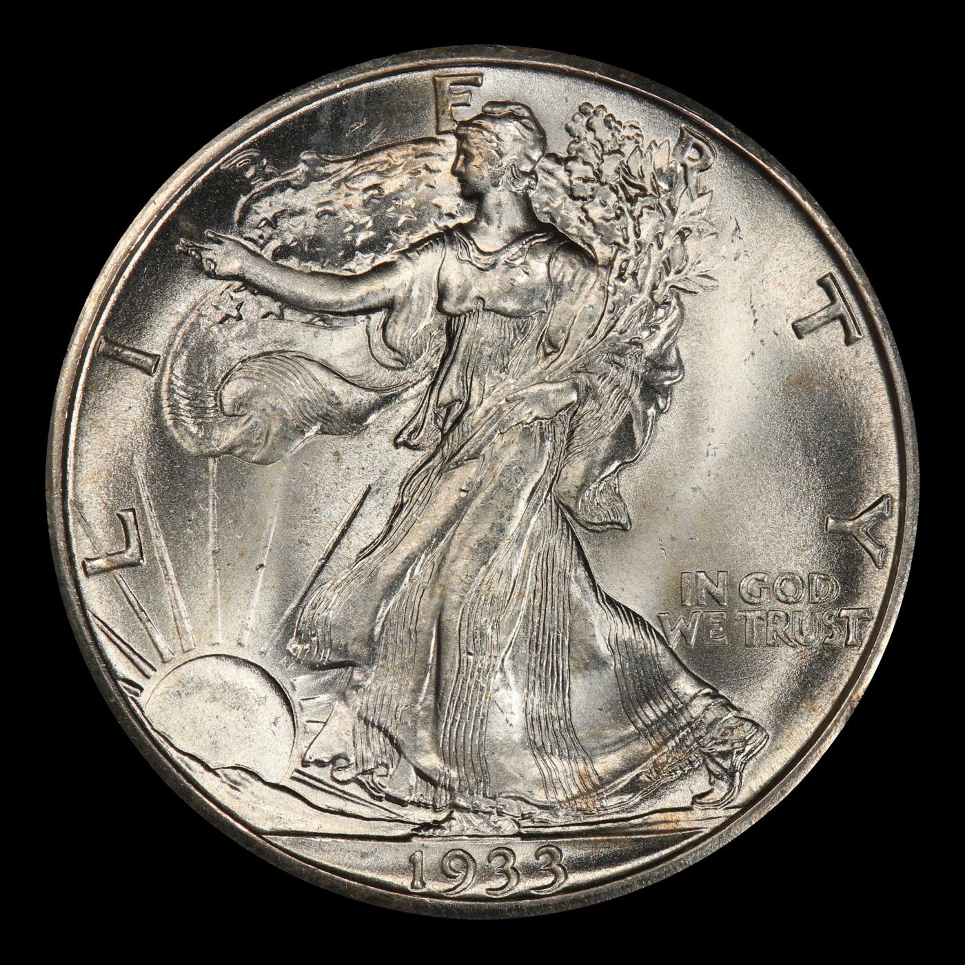 1933-s Walking Liberty Half Dollar Near Top Pop 50c ms66+ SEGS