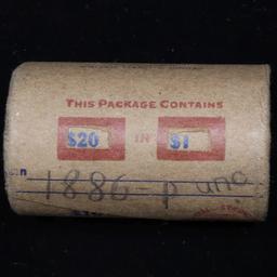 Full solid date 1886-p Uncirculated Morgan silver dollar roll, 20 coins