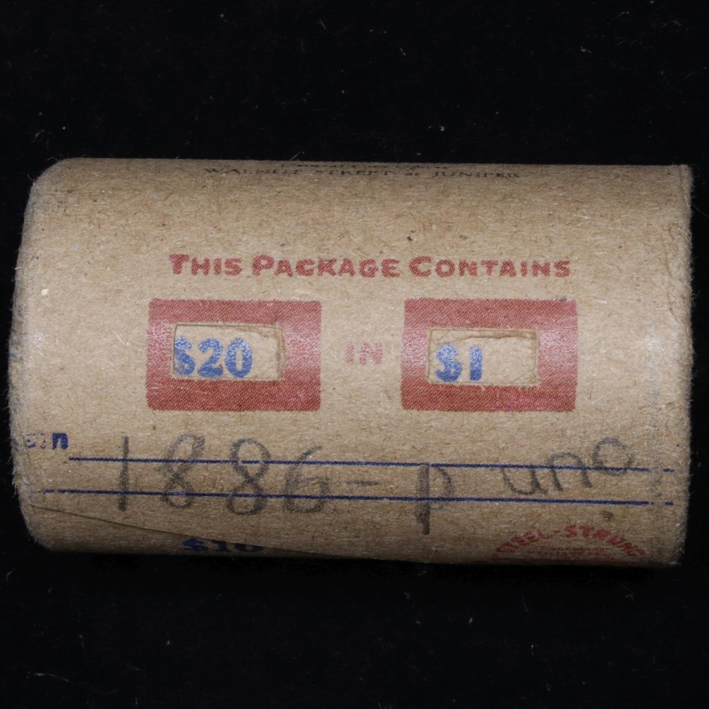 Full solid date 1886-p Uncirculated Morgan silver dollar roll, 20 coins