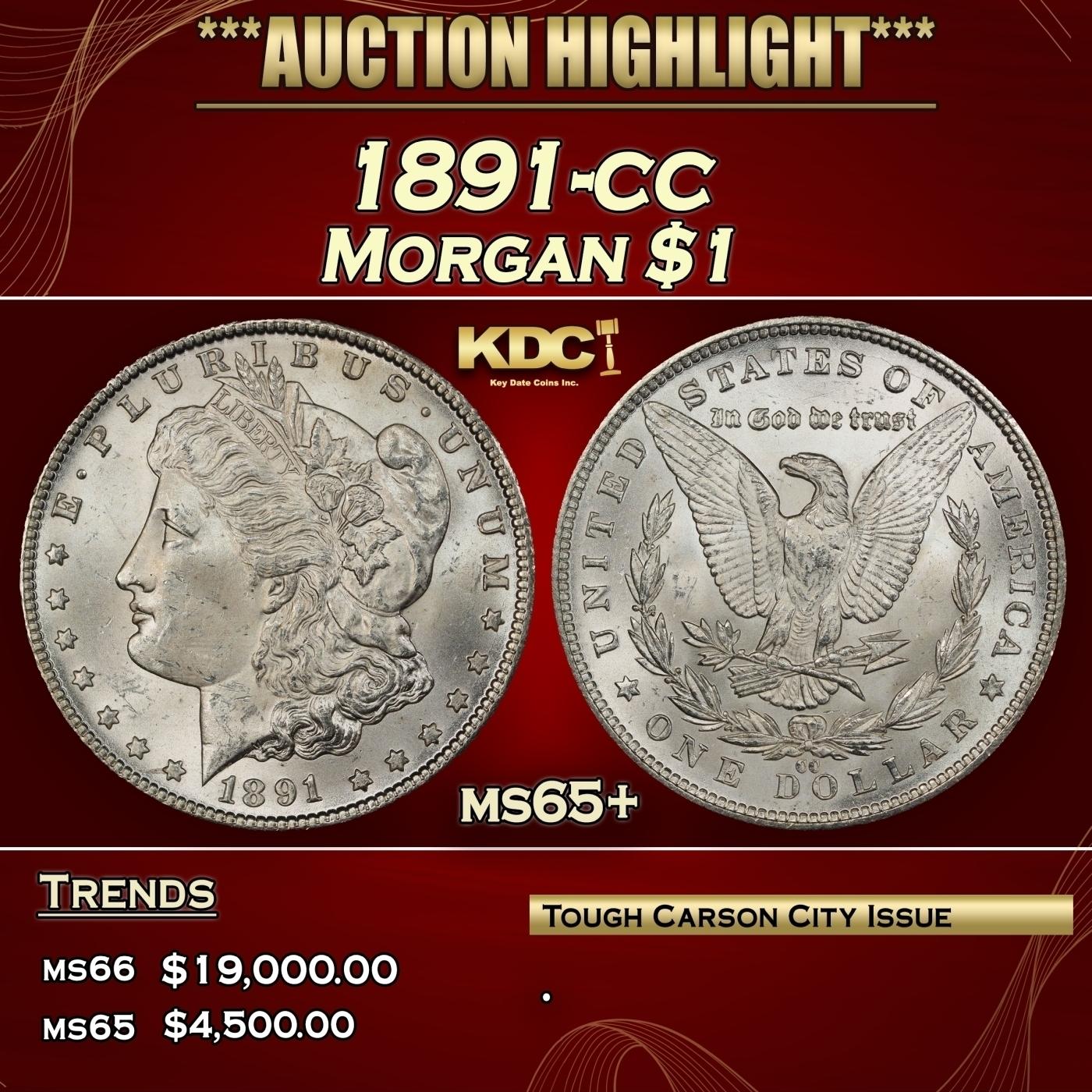 1891-cc Morgan Dollar $1 ms65+ SEGS