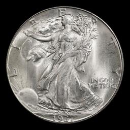 1937-d Walking Liberty Half Dollar Near Top Pop 50c ms67+ SEGS