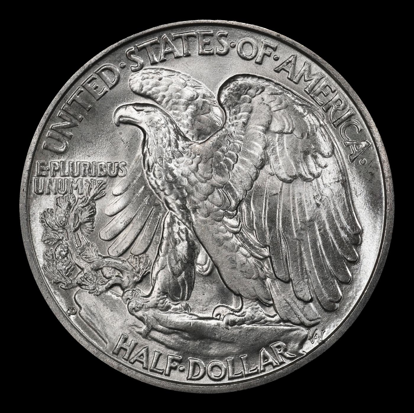 1937-d Walking Liberty Half Dollar Near Top Pop 50c ms67+ SEGS