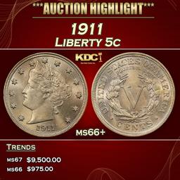 1911 Liberty Nickel 5c ms66+ SEGS