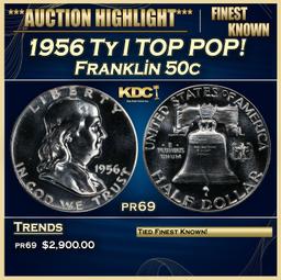1956 Ty I Proof Franklin Half Dollar TOP POP! 50c pr69 SEGS