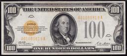 1928 $100 Gold Certificate FR-2405 Signatures Woods/Mellon Grades Select AU