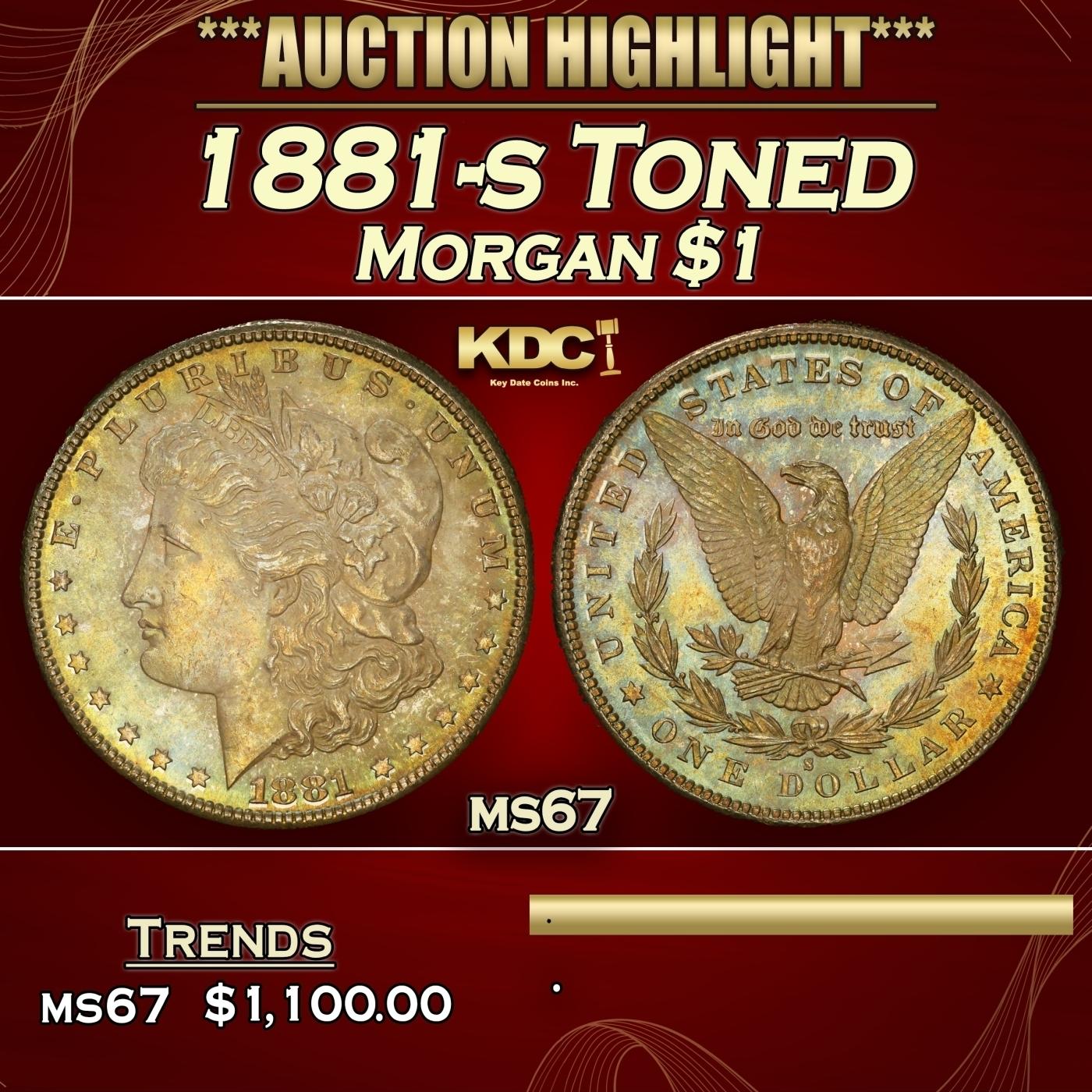 1881-s Morgan Dollar Toned $1 ms67 SEGS