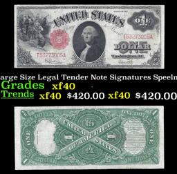 1917 $1 Large Size Legal Tender Note Grades xf Signatures Speelman/White