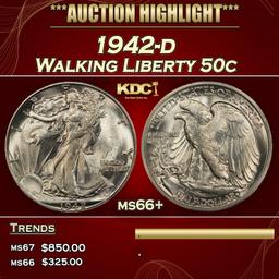 1942-d Walking Liberty Half Dollar 50c ms66+ SEGS