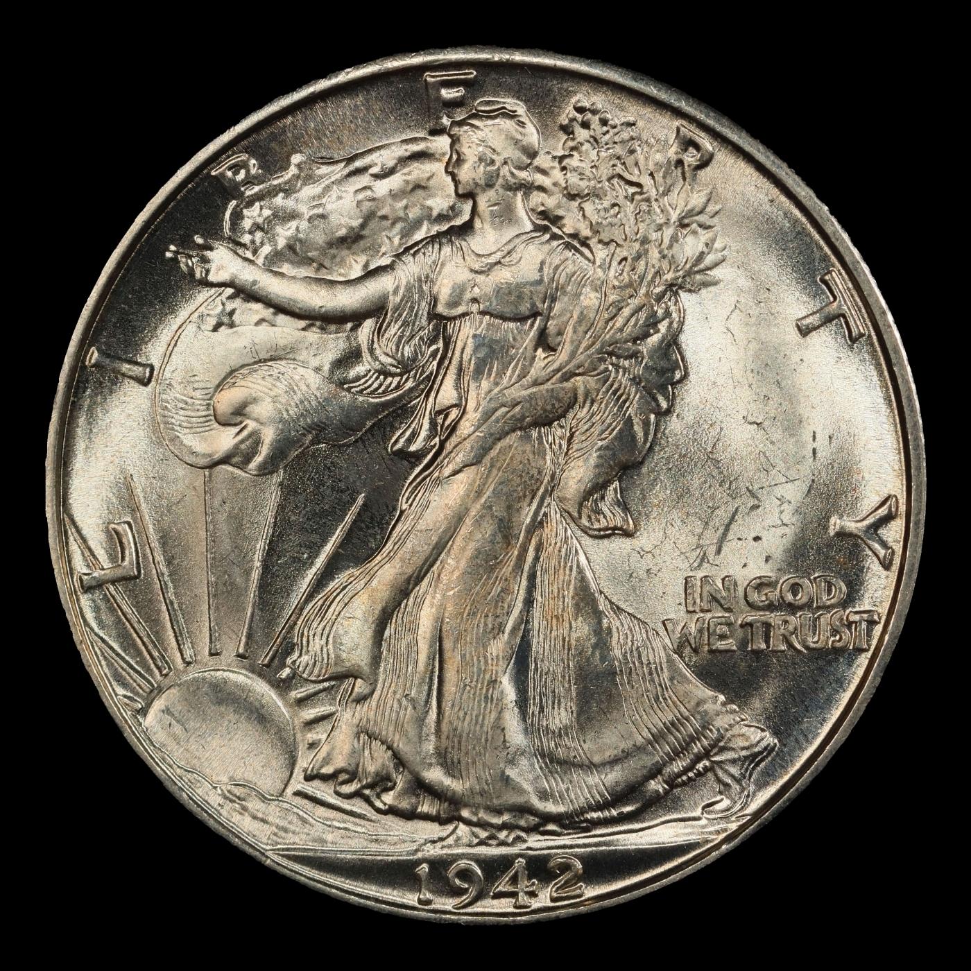 1942-d Walking Liberty Half Dollar 50c ms66+ SEGS