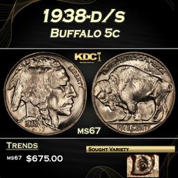 1938-d/s Buffalo Nickel 5c ms67 SEGS