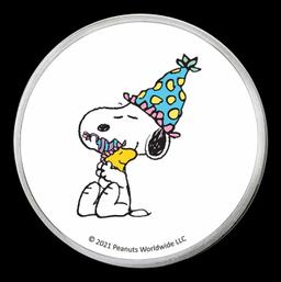 Snoopy & Woodstock Celebration Peanuts Colorized Style - 1 oz Silver Round Round
