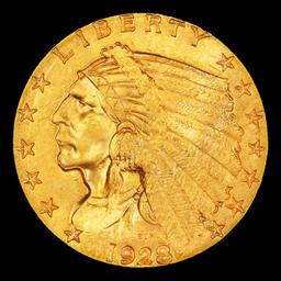 1928-p Gold Indian Quarter Eagle Near Top Pop! $2 1/2 ms65+ SEGS