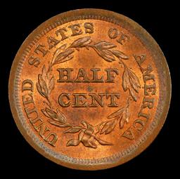 1855 Braided Hair Half Cent C-1 TOP POP! 1/2c ms66 RB SEGS