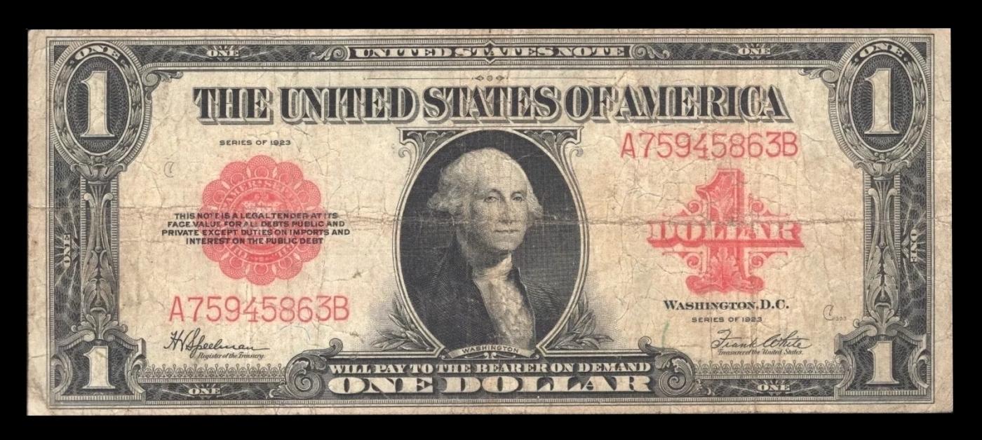 1923 $1 United States Note Grades vf+ Signatures Speelman/White