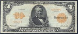 1913 $50 Gold Certificate Grades xf Signatures Teehee/Burke