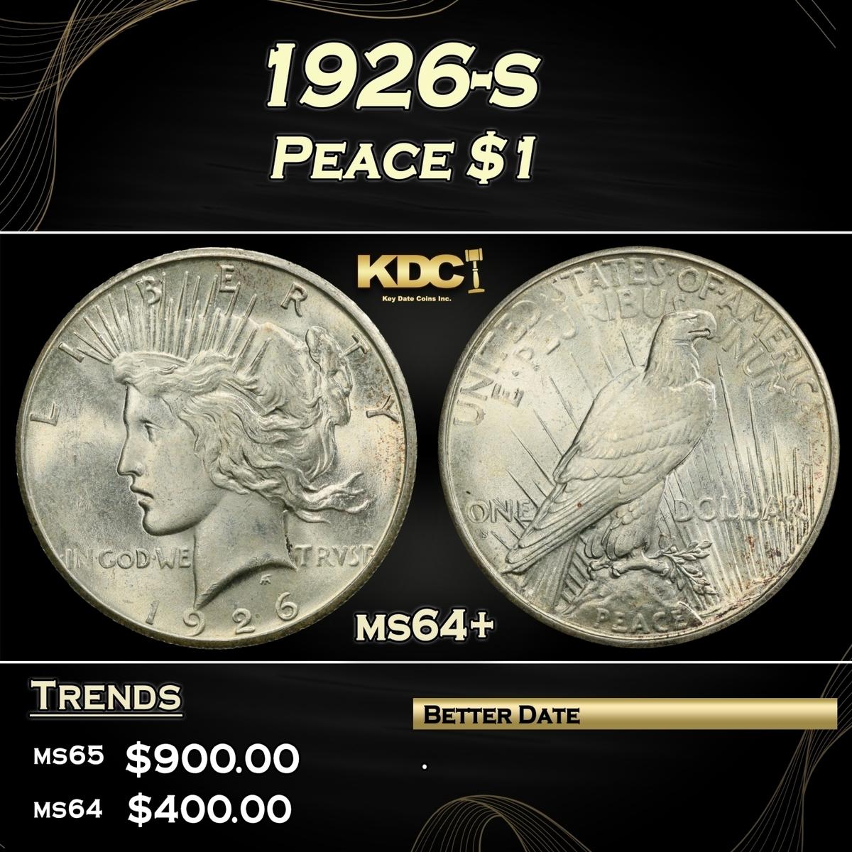 1926-s Peace Dollar $1 Grades ms64+