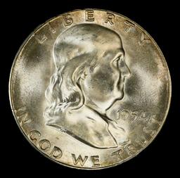 1954-s Franklin Half Dollar Near Top Pop! 50c ms67 fbl SEGS