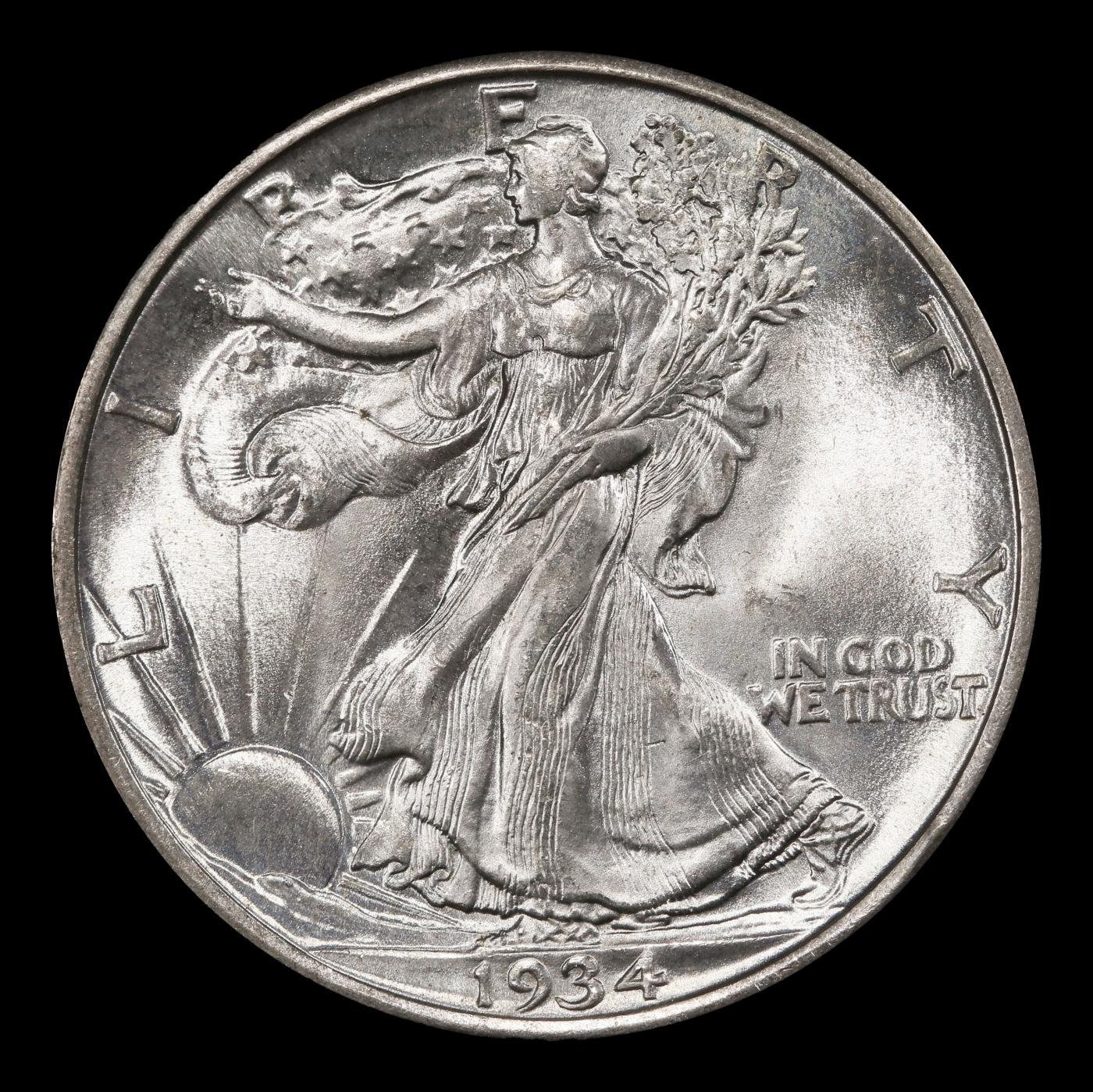 1934-d Walking Liberty Half Dollar Near Top Pop 50c ms67 SEGS