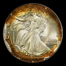 1942-p Walking Liberty Half Dollar Colorfully Toned TOP POP! 50c ms68+ SEGS