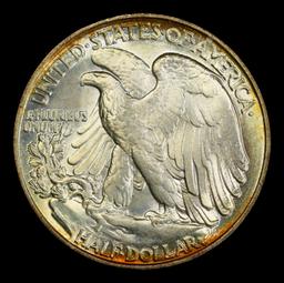 1942-p Walking Liberty Half Dollar Colorfully Toned TOP POP! 50c ms68+ SEGS