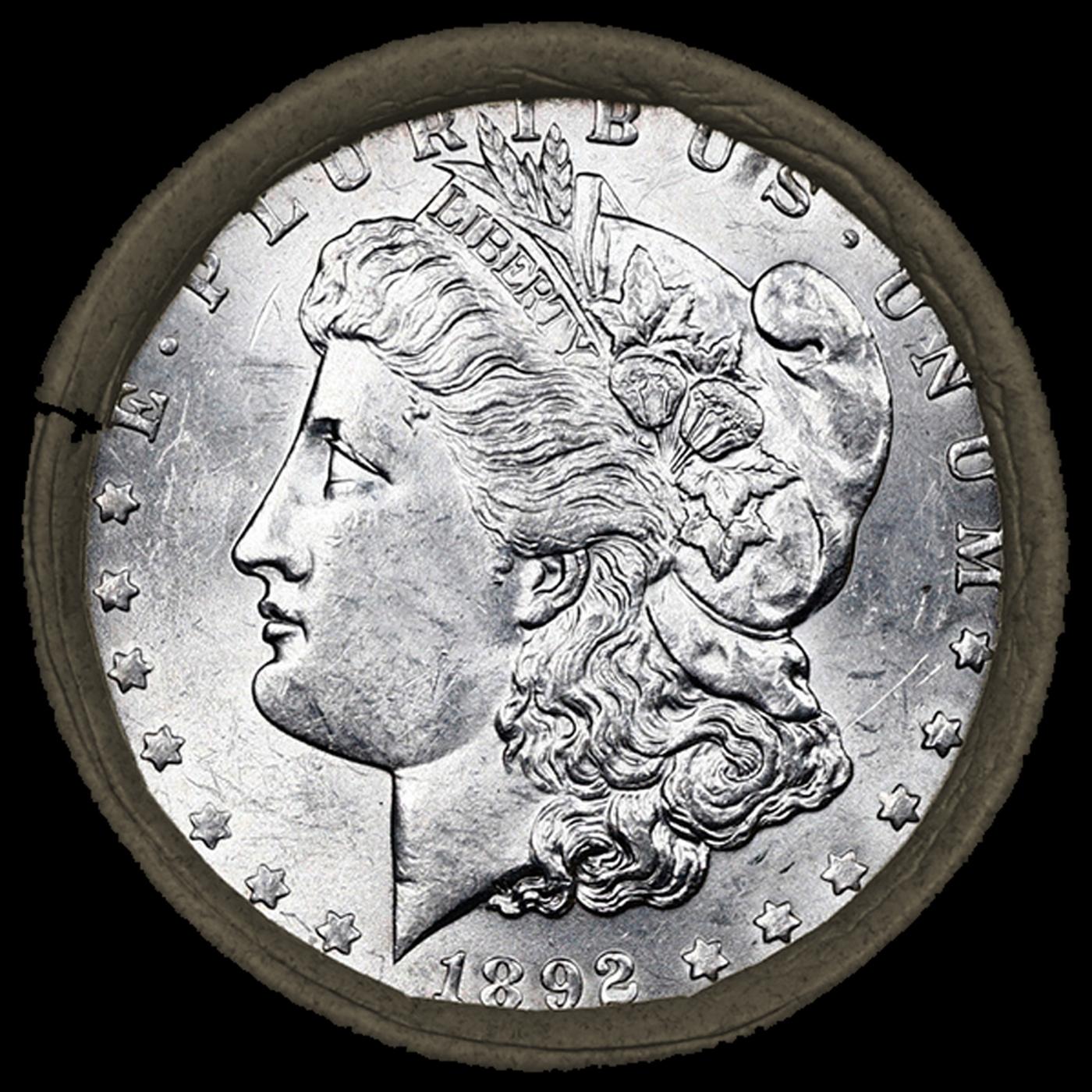 RR- 20 Uncirculated Morgan Silver Dollars $1 SEARS Roll 1892/'S' Rev Ends