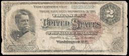 1886 $2 Large Size Silver Certificate General Winfield Scott Hancock Grades vf, very fine FR-244
