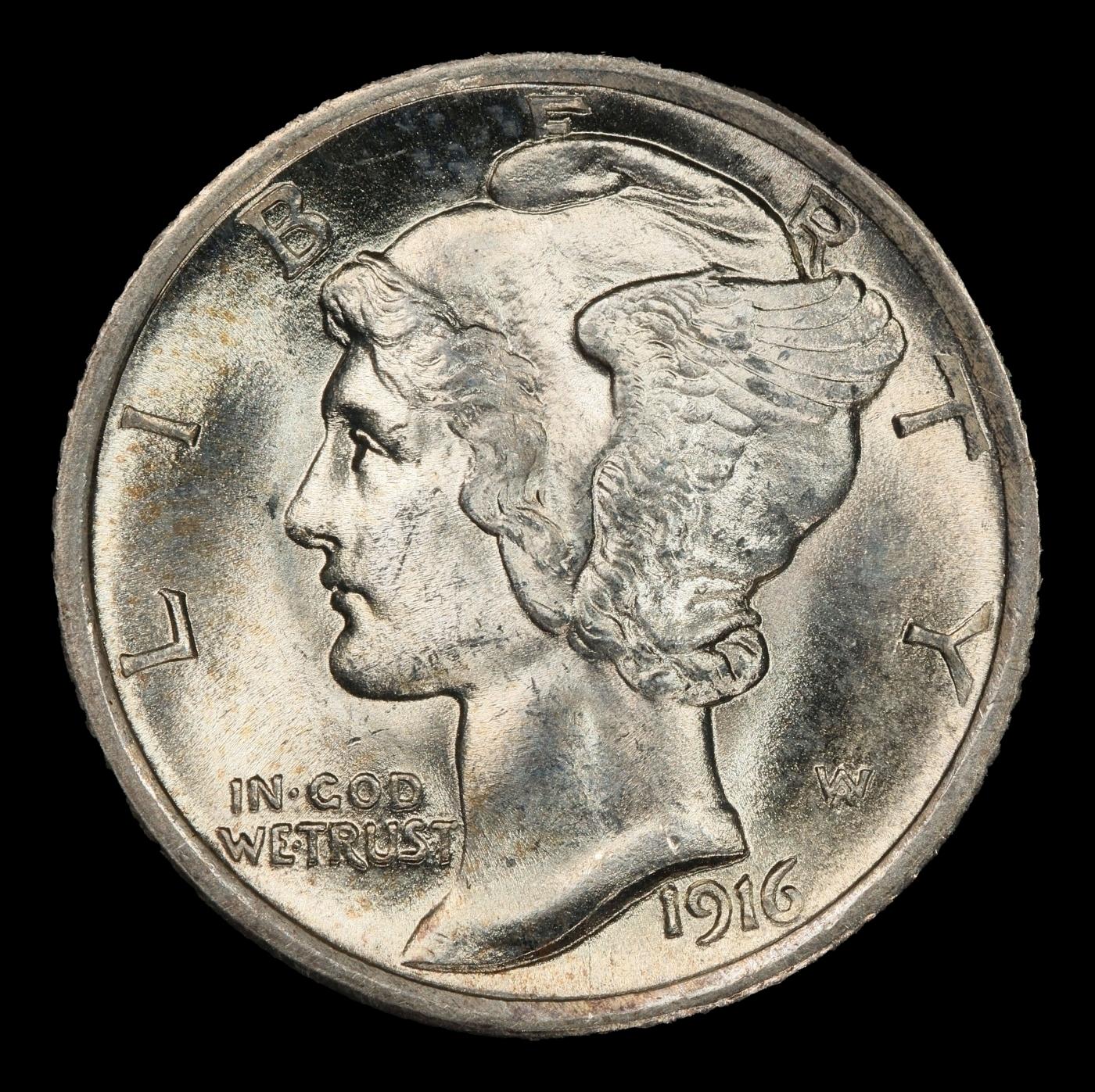 1916-p Mercury Dime Near Top Pop! 10c ms67+ FSB SEGS