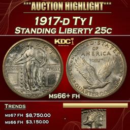 1917-d Ty I Standing Liberty Quarter 25c ms66+ fh SEGS
