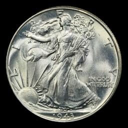 1943-p Walking Liberty Half Dollar Near Top Pop 50c ms67+ SEGS