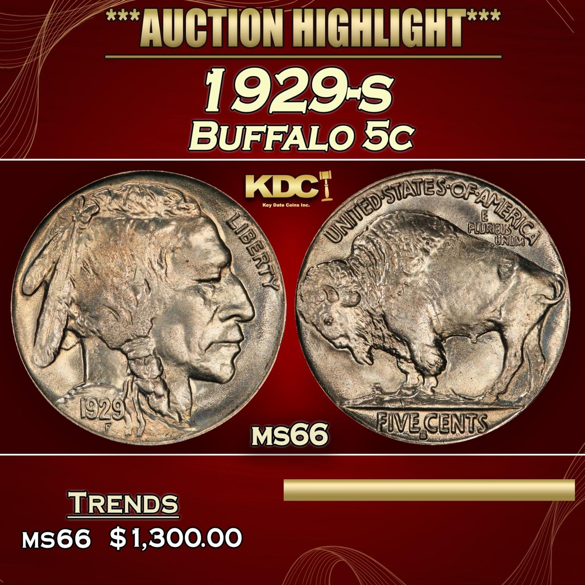 1929-s Buffalo Nickel 5c ms66 SEGS