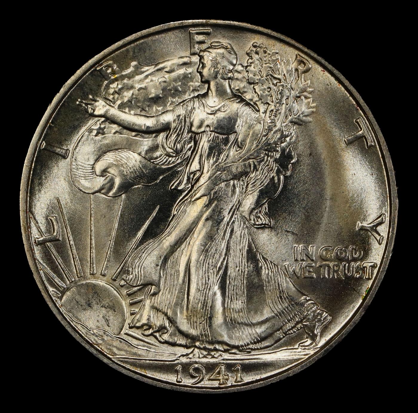 1941-d Walking Liberty Half Dollar Near Top Pop 50c ms67+ SEGS