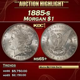 1885-s Morgan Dollar $1 ms65+ SEGS