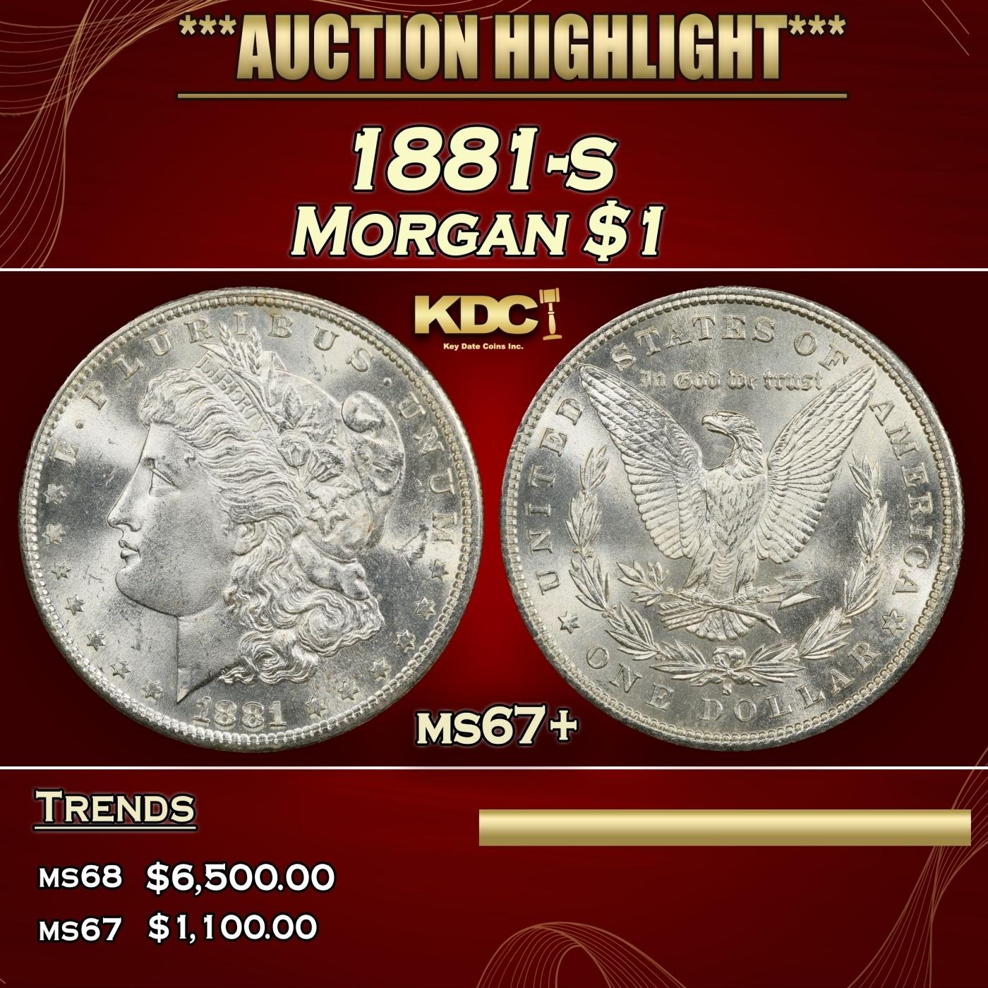1881-s Morgan Dollar $1 ms67+ SEGS