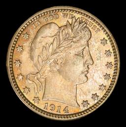 1914-d Barber Quarter Toned Near Top Pop! 25c ms66+ SEGS