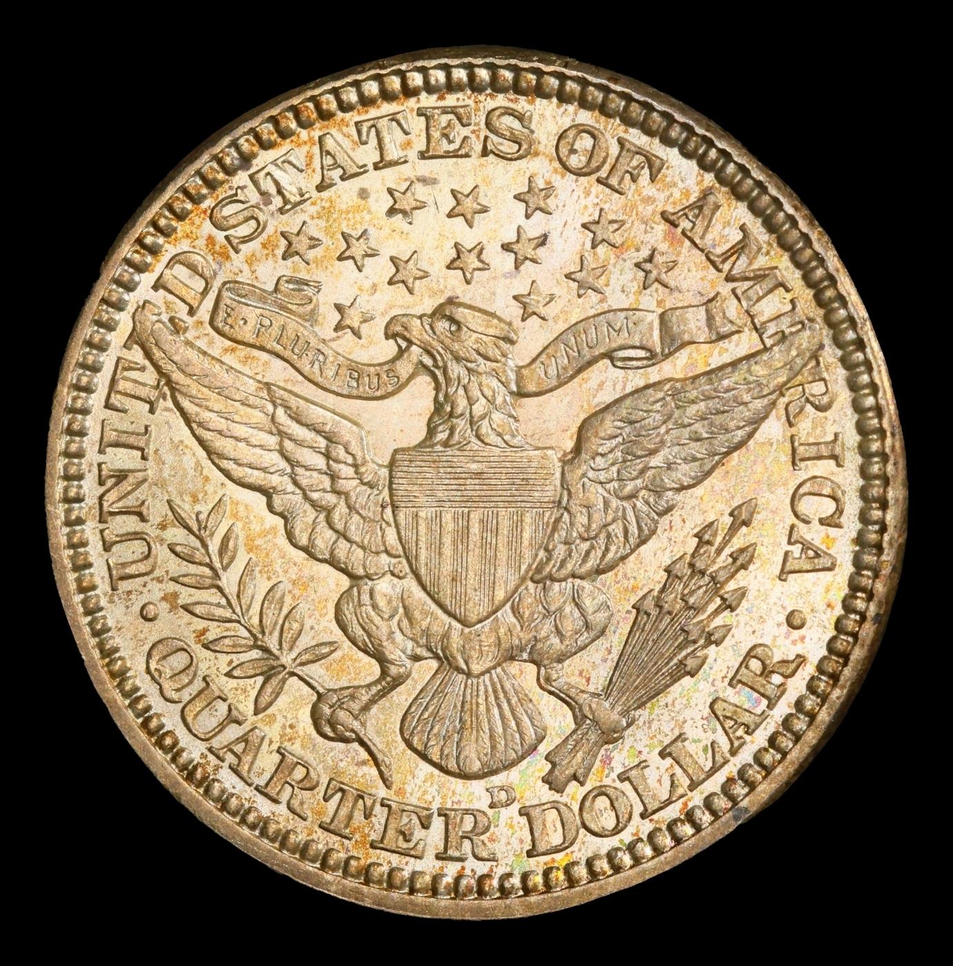 1914-d Barber Quarter Toned Near Top Pop! 25c ms66+ SEGS