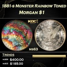 PCGS 1881-s Morgan Dollar Monster Rainbow Toned  $1 ms63 PCGS