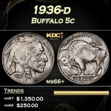 1936-d Buffalo Nickel 5c Grades ms66+