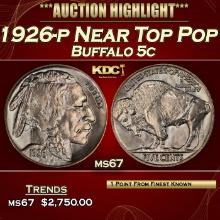 1926-p Buffalo Nickel Near Top Pop 5c ms67 SEGS