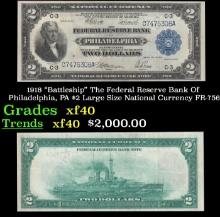 1918 $2 Large Size National Currency "Battleship" The Federal Reserve Bank Of Philadelphia, PA Grade