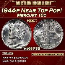 1944-p Mercury Dime Near Top Pop! 10c ms68 FSB SEGS